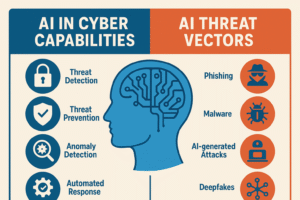 AI in cybersecurity 2025 showing defensive and offensive capabilities comparison chart